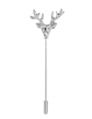 Stag's Head Lapel Pin, Silver