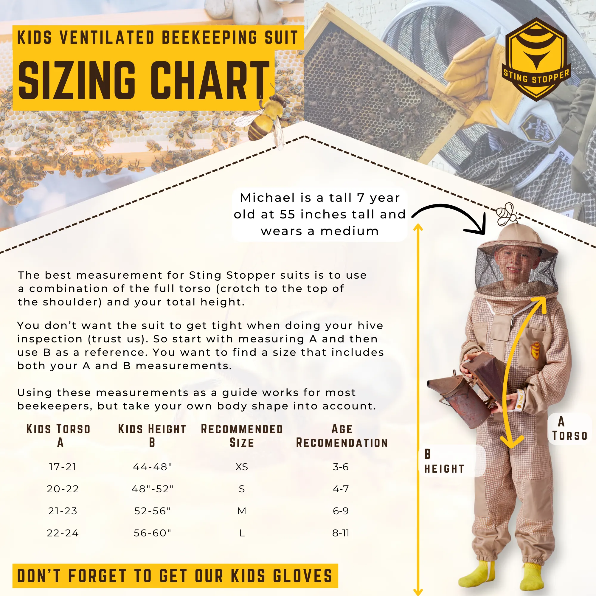 Sting Stopper Kids Ventilated Beekeeping Suit