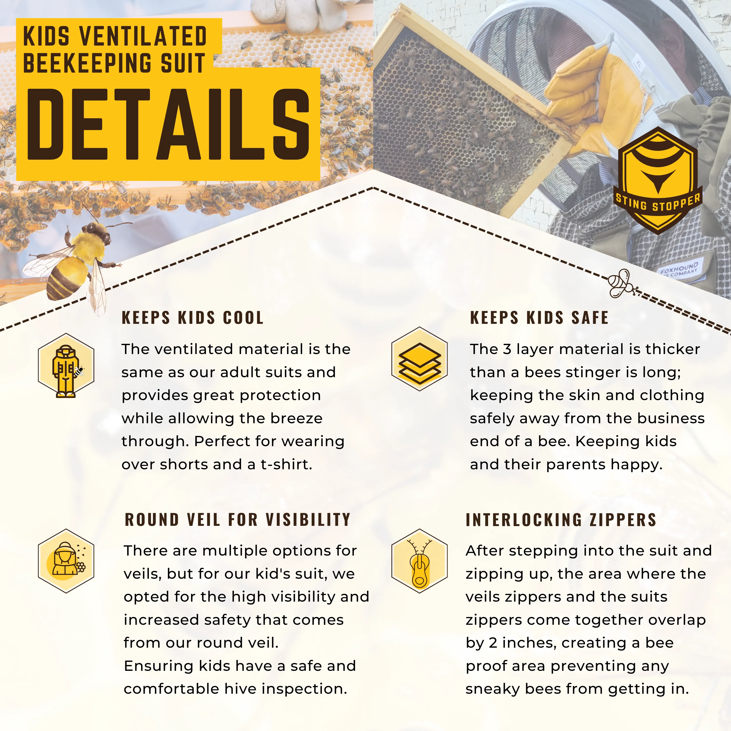 Sting Stopper Kids Ventilated Beekeeping Suit