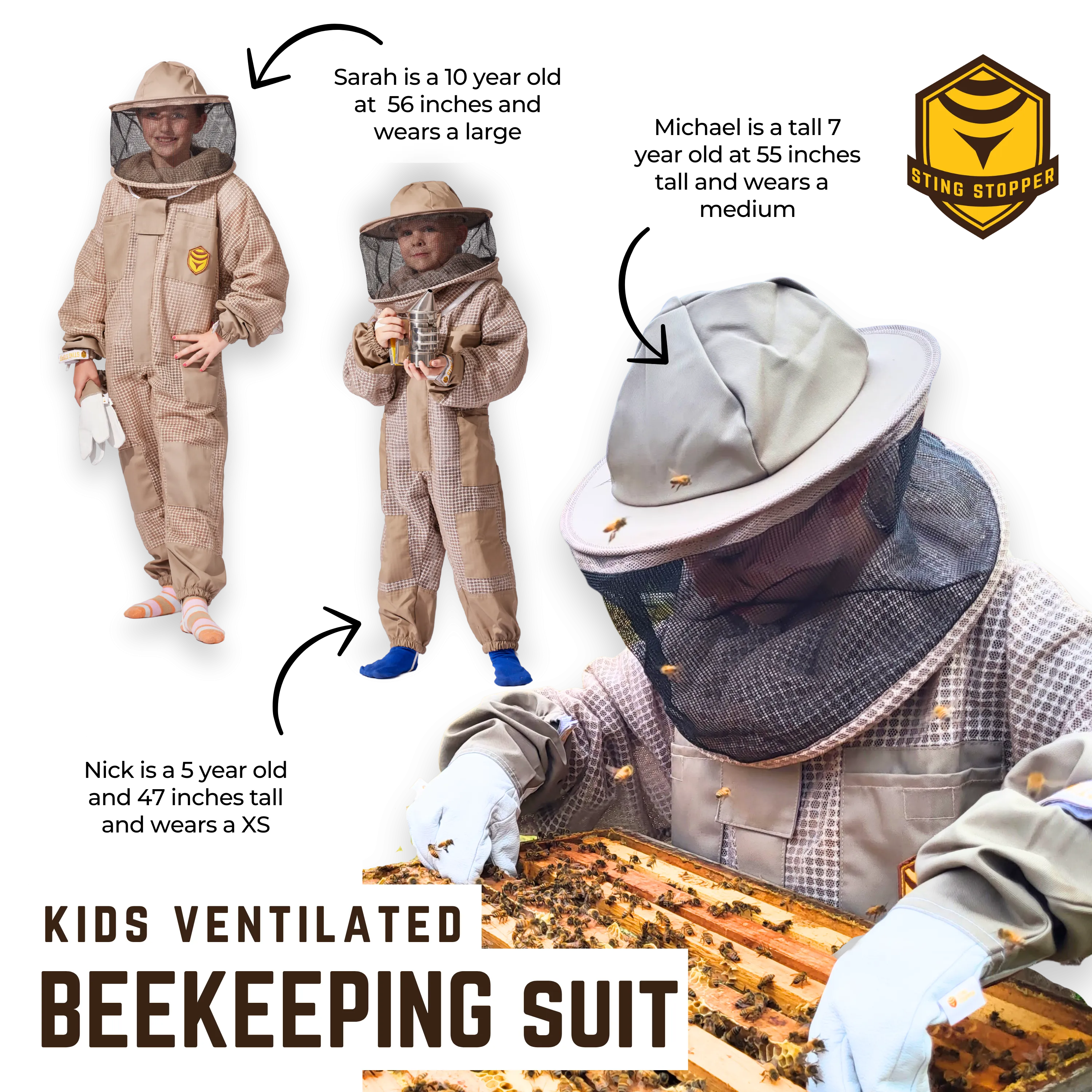 Sting Stopper Kids Ventilated Beekeeping Suit