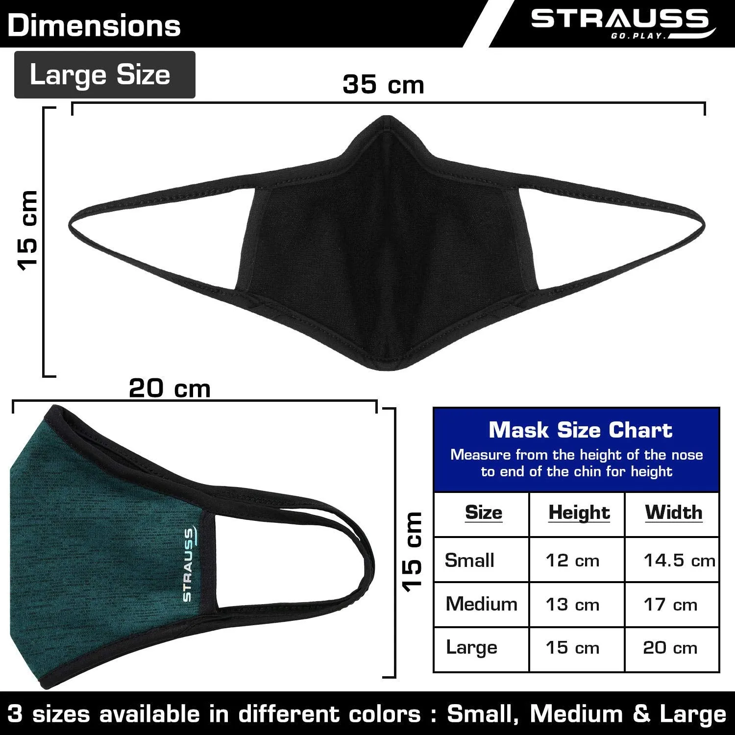 STRAUSS Unisex Anti-Bacterial Protection Mask, Non Vent, Large, (Red)