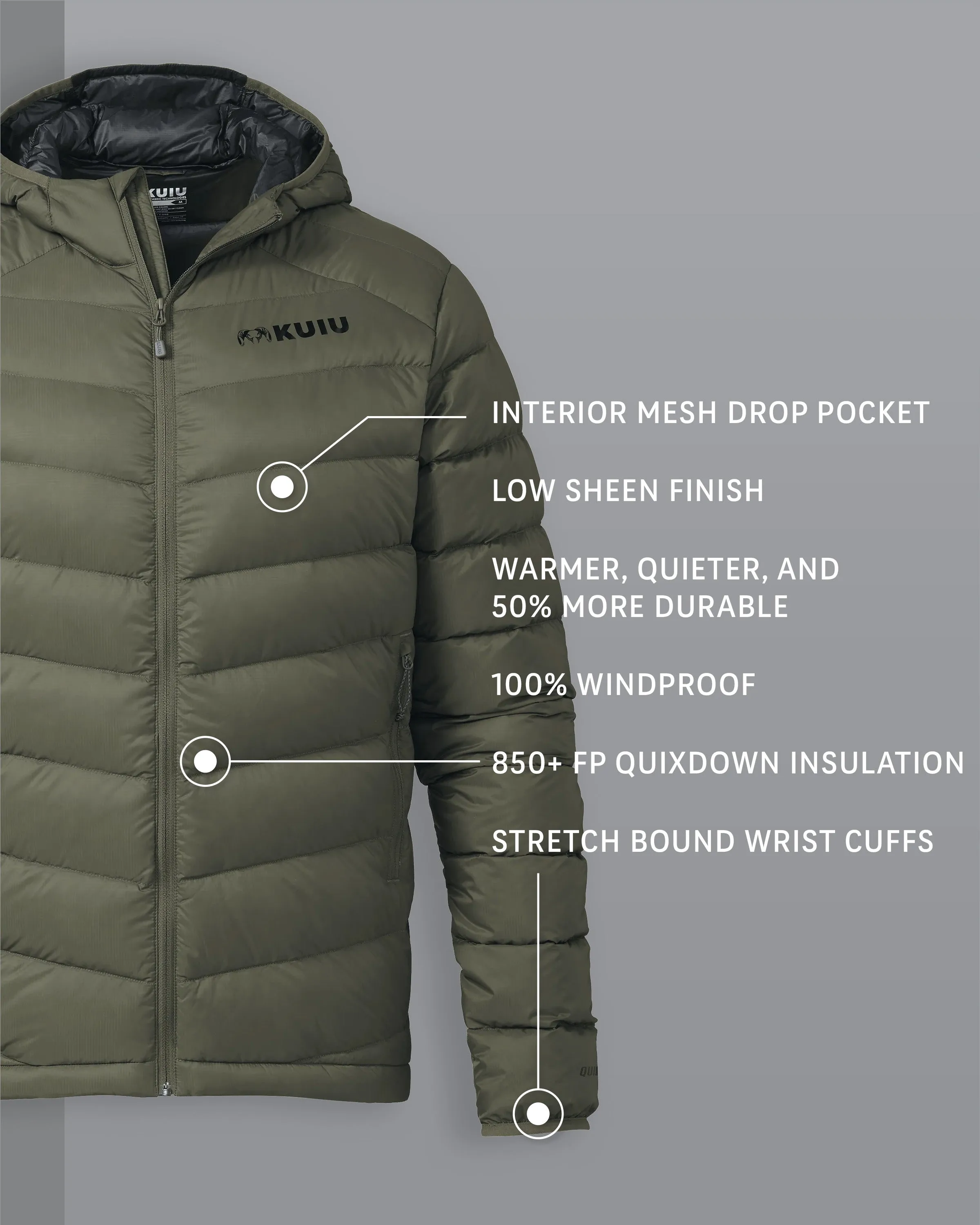 Super Down LT Hooded Jacket | Ash