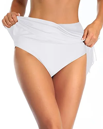 Tummy Control High Waisted Swim Skorts Skirts For Women-White