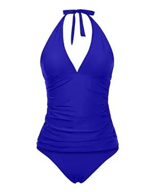 Two Piece Removable Push Up Padded Bra Tankini Set-Royal Blue