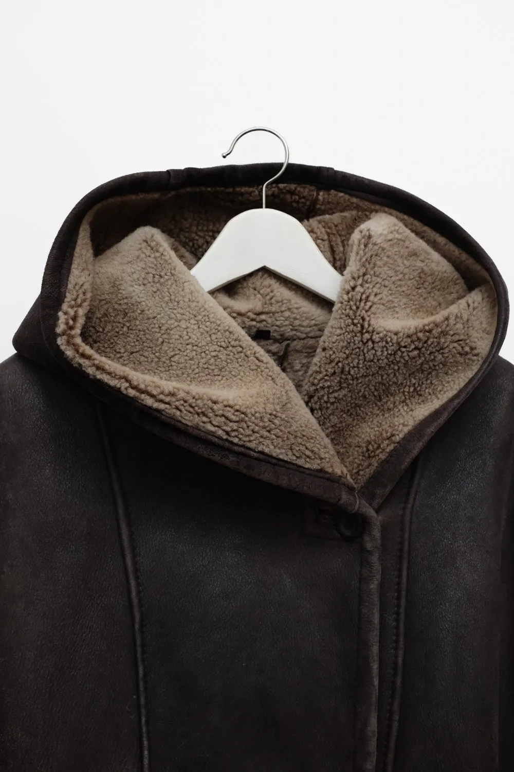 VINTAGE SHEARLING WOOL SUEDE BROWN COAT