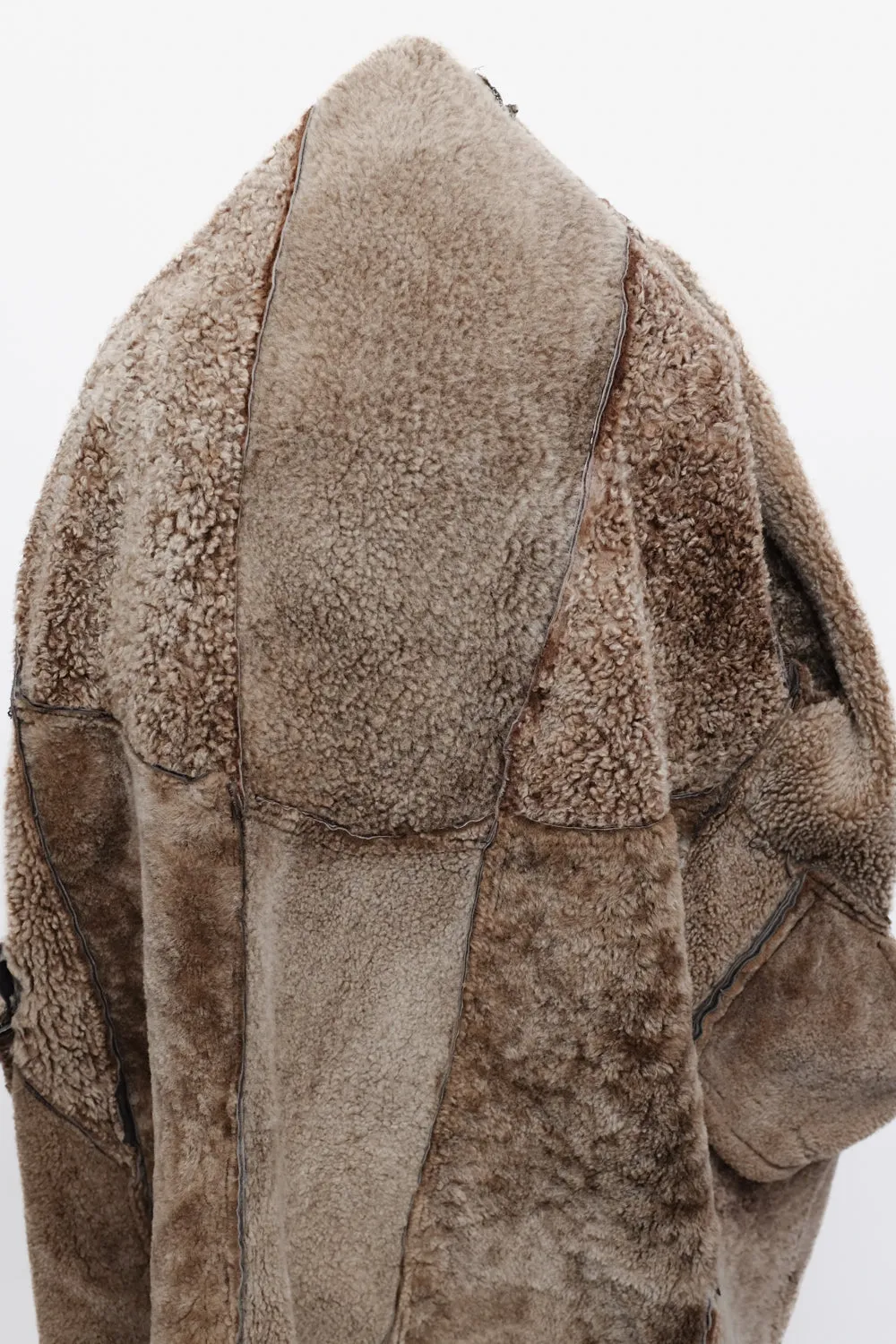 VINTAGE SHEARLING WOOL SUEDE BROWN COAT